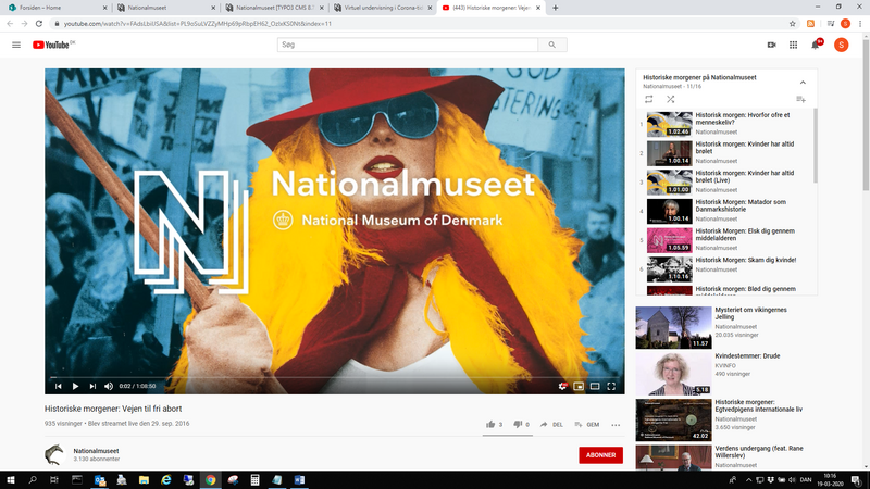 Nationalmuseets YouTube-kanal - god inspiration til hjemmeundervisning Nationalmuseets YouTube-kanal - god inspiration til hjemmeundervisning