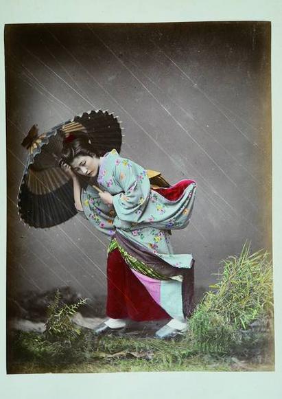 Pige med parasol, 1800-tallet.