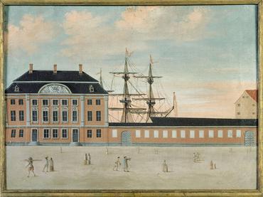 Asiatisk Kompagnis bygninger i København. Maleri af Rach & Eegberg 1747. Foto: Niels Elswing. Nationalmuseet (Inv.nr. 216/10)