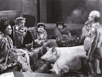 En scene fra instruktøren Federico Fellinis film Satyricon.
