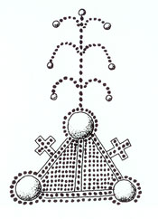 Det kristne Golgata-symbol kan ses på armringen fra Råbylille, Møn.