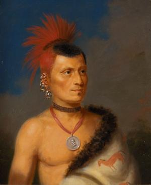Peskelechaco, Pawnee-høvding, iført bemalet bisonkappe