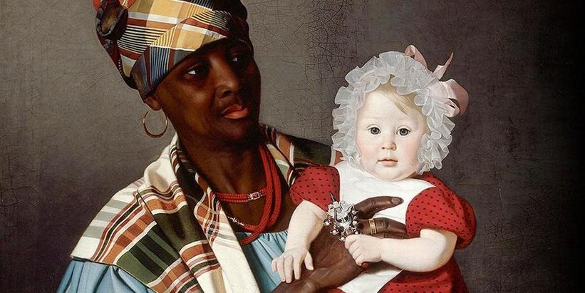 Afrikansk kvinde med europæisk barn