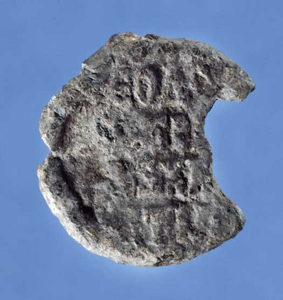 Byzantinsk segl af bly fundet ved Tissø. 