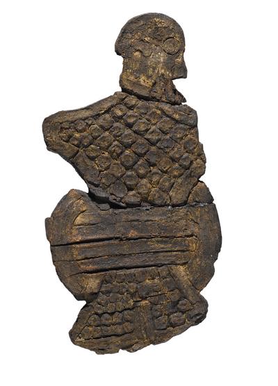 Træfigur fra Jelling. Gorm den Gamle, Harald Blåtand og Svend Tveskæg