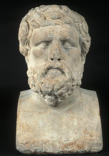 Xenophon (ca. 430- 354 f.Kr ). Græsk officer og forfatter, født i Athen. Som ung mødte han Sokrates, hvilket gjorde ham optaget af etiske og pædagogiske spørgsmål. Bibliotheca Alexandrina. Antiques Museum. 