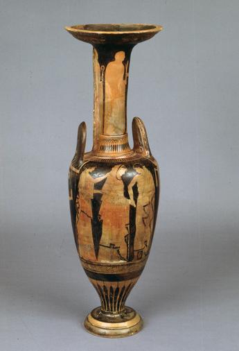 Græsk vase med en bryllupsprocession. Brudgommen henter sin brud, 450-400 f.Kr.