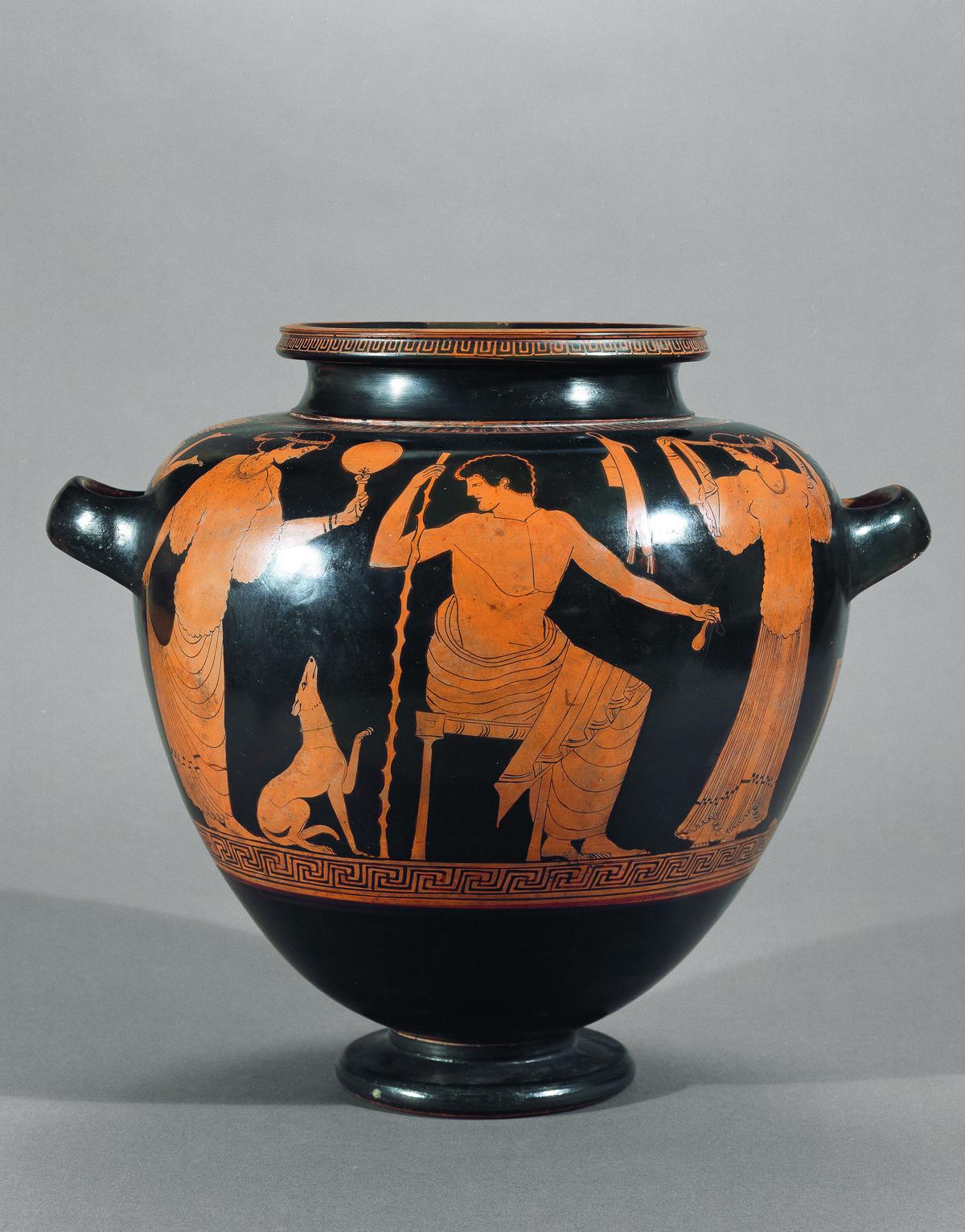 Erotik, prostitution og ekstase på antik græsk keramik Foto pic