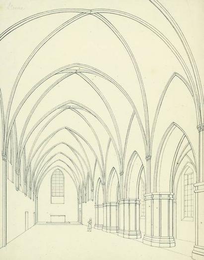 Gråbrødre Klosterkirkes indre, tegnet af C. F. Thorin i 1828, før klosterkirken i Svendborg blev revet ned. Danmarks Kirker fortæller historien om klosterkirken. 