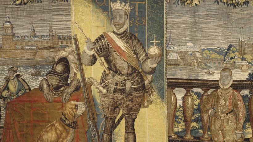 Gobelin, som viser Frederik den Anden. Renæssance i Europa og Danmark