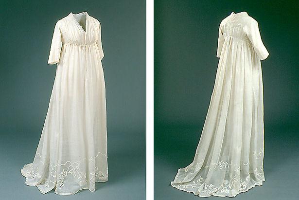 Hvid brudekjole, chemisekjole, ca. 1797