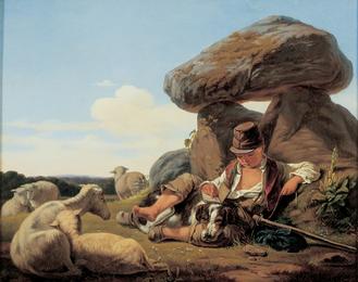 "Den lille vogterdreng", maleri af Carlo Dalgas omkr. 1840