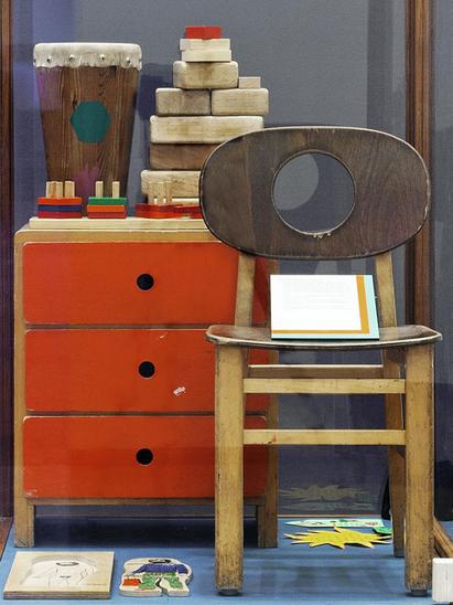 Inventar fra børnehuset Strandbo udstillet på Nationalmuseet i 2013.